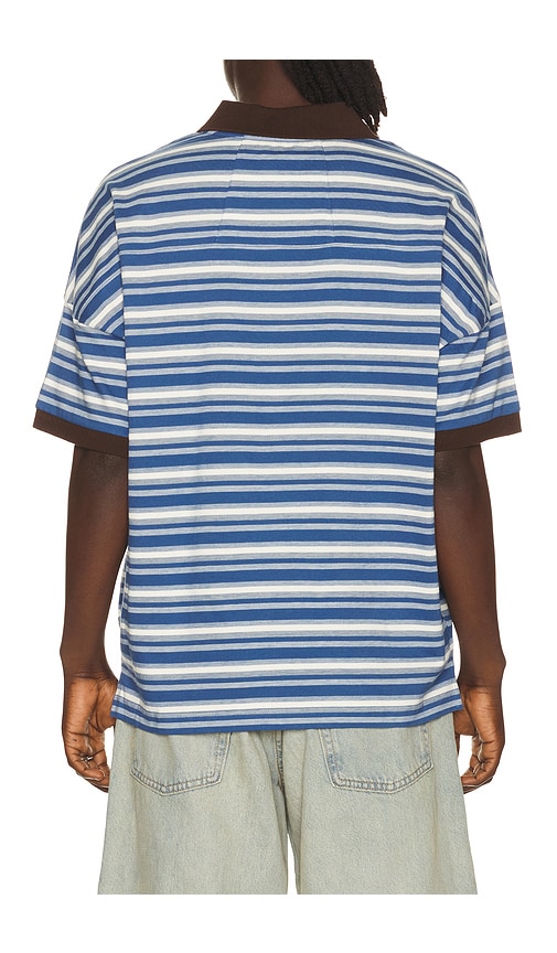  Rhude Fontaine Striped Short Sleeve Polo Shirt En Color Azul Marino Talla L  (también En Xl/1x, Xxl/2x). 