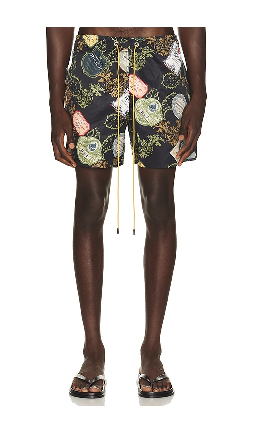 Rhude SHORT DE BAIN VIN en Multi. Taille S. Also en M, L, XL/1X, XXL/2X.