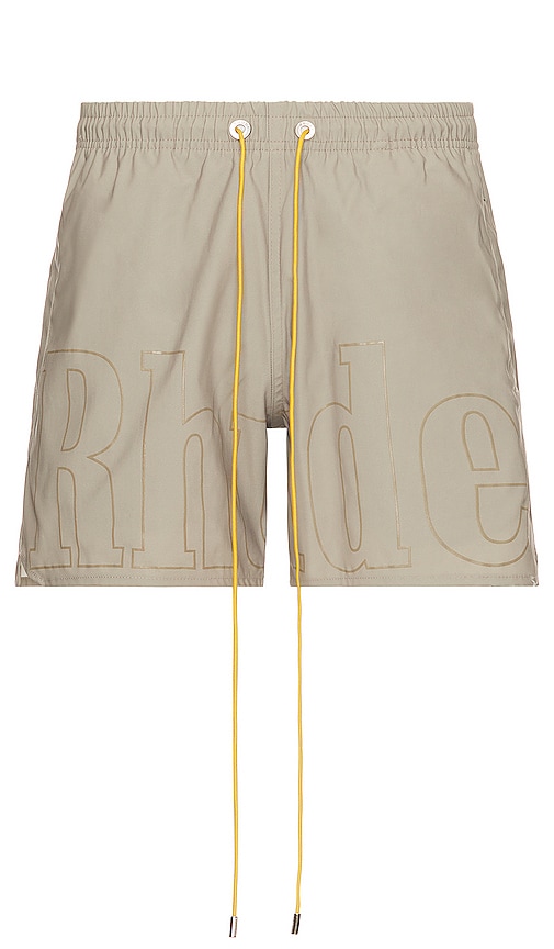 Rhude Logo-print Drawstring Swim Shorts In White