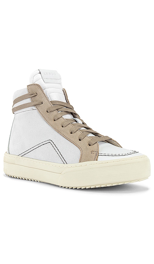 Rhude V1-Hi Sneaker in White Leather 