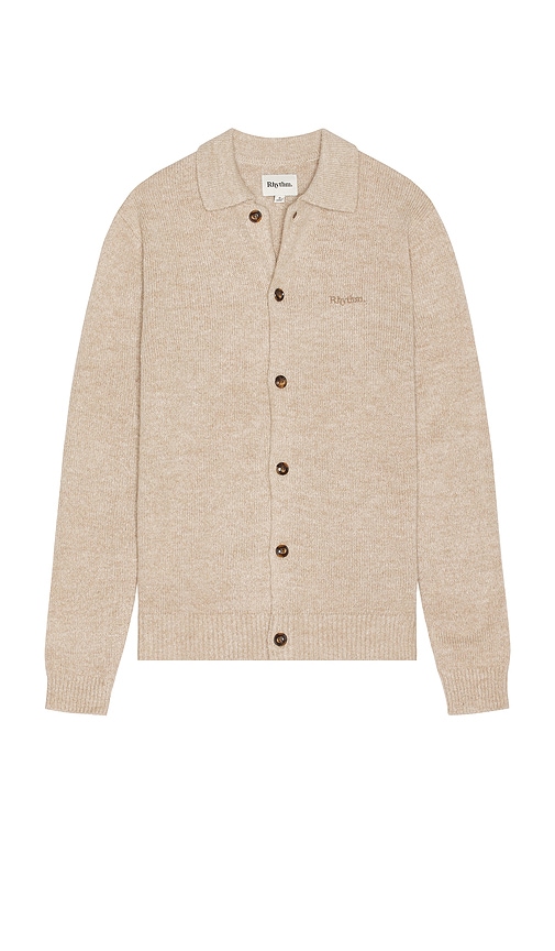 Rhythm Mohair Button Up Knit Polo In Neutral