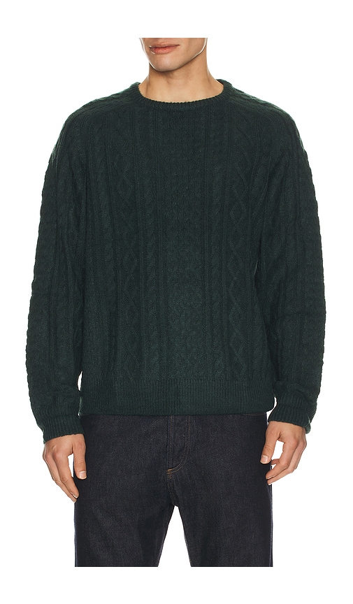 Rhythm Mohair Fishermans Knit Sweater In Green