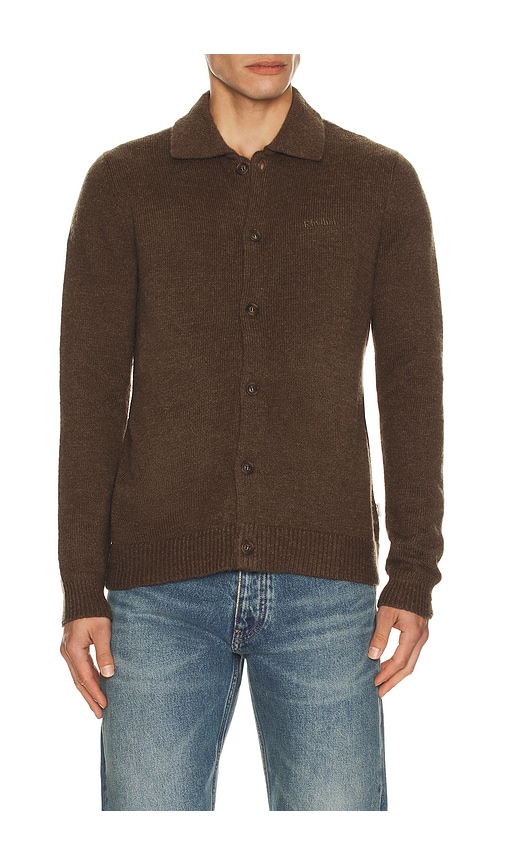 Rhythm Mohair Button Up Knit Cardigan In Brown