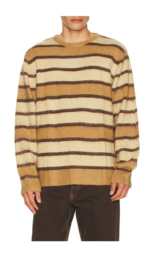 Rhythm Mohair Striped Knit Sweater In Brown