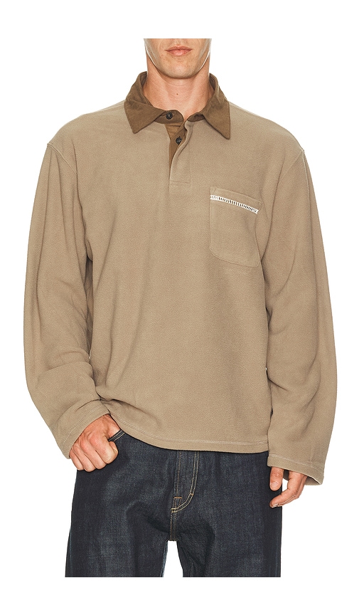 Rhythm Ladder Polar Fleece Polo In Stone