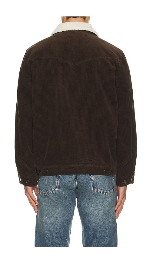 Rhythm Flannel Lined Cord Trucker Jacket In Brown