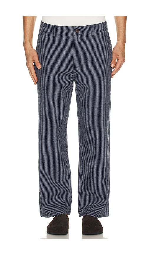 Rhythm Hickory Stripe Work Pant In Blue