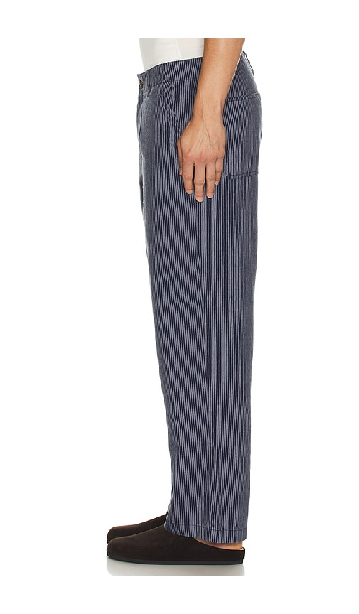 Rhythm Hickory Stripe Work Pant In Blue