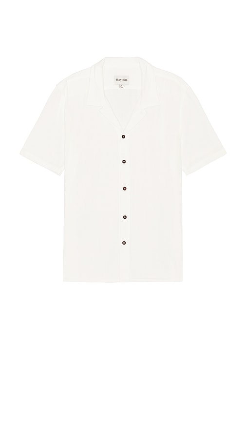 Textured Linen Shirt in White. - size S (also in L, M, XL/1X)