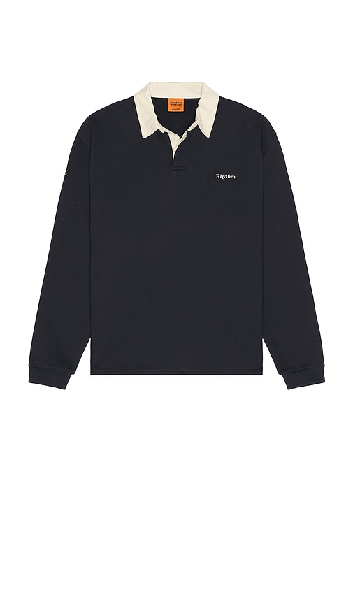 Vintage Rugby Long Sleeve Polo in Navy. - size XL/1X (also in L, M, S)