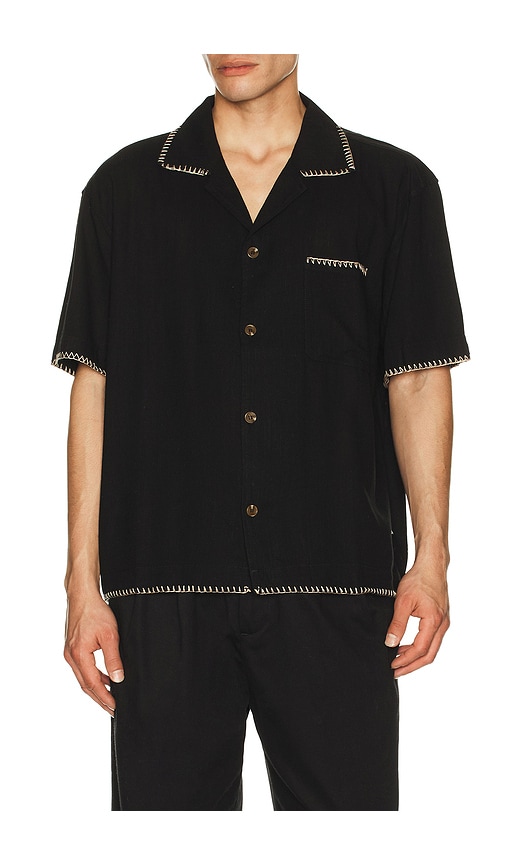 Rhythm Relaxed Whip Stitch Shirt In Black