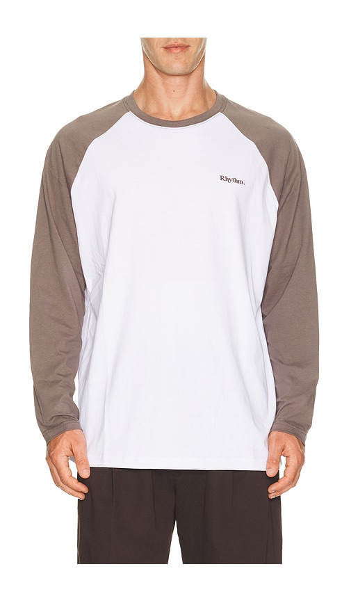 Rhythm Foster Long Sleeve Tee Shirt In Bone