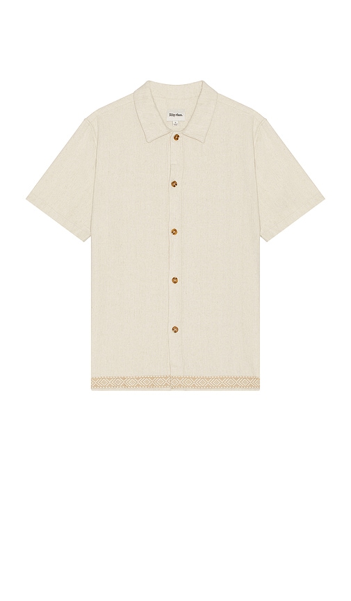 Shop Rhythm Trim Short Sleeve Shirt In Cream