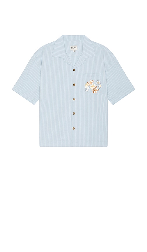 Shop Rhythm Relaxed Flower Textured Shirt In Blue