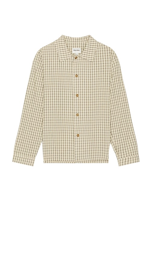 Shop Rhythm Apres Check Long Sleeve Shirt In 샌드