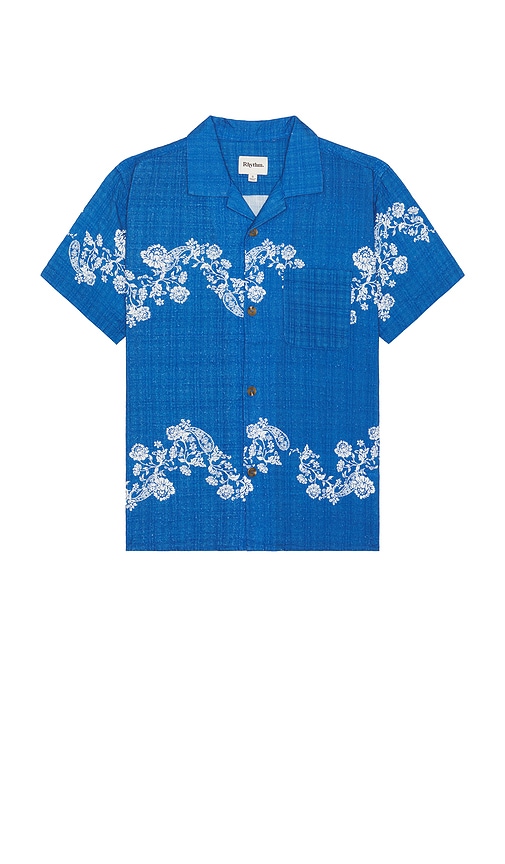 Rhythm Shoreline Short Sleeve Shirt In Vintage Blue