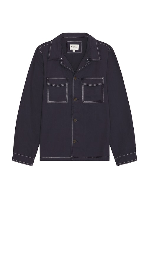 Shop Rhythm Canvas Overshirt In Indigo