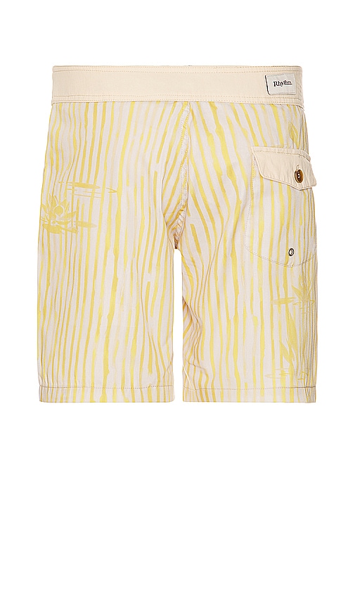 Shop Rhythm Lily Stripe Swim Trunk In Mustard