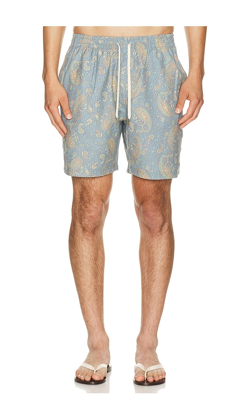 Rhythm Tally Paisley Swim Short en Blue. Taille 34. Also en 30, 32, 36.