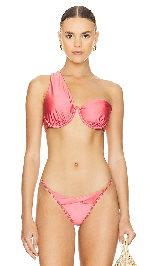 Shop Riot Swim Underwire Twisted Strap Bikini Top In Flamingo