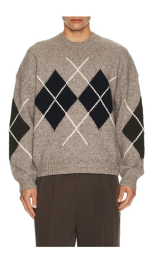 Reiss Cooke Relaxed Fit Crewneck Argyle Sweater In Gray