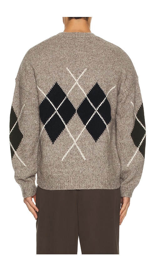 Reiss Cooke Relaxed Fit Crewneck Argyle Sweater In Gray
