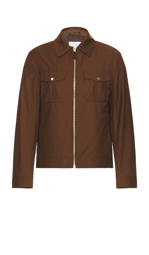 Reiss Tucker Zip Through Trucker Jacket in Toffe | REVOLVE