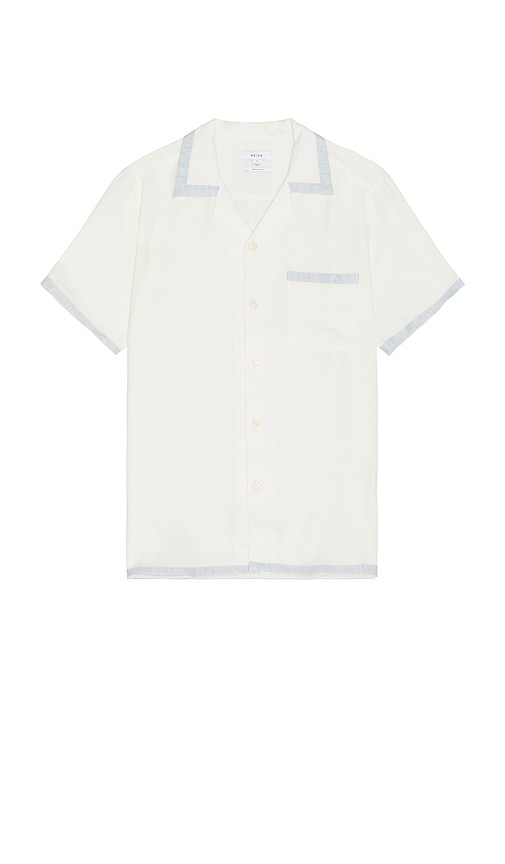 Reiss Vita Shirt in Ecru & Soft Blue