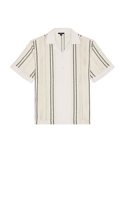 Opal Stripe Short Sleeve Shirt in Cream. - size M (also in L)