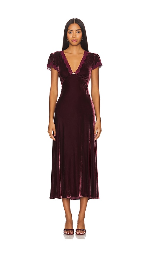 RIXO Clarice Dress in Bordeaux