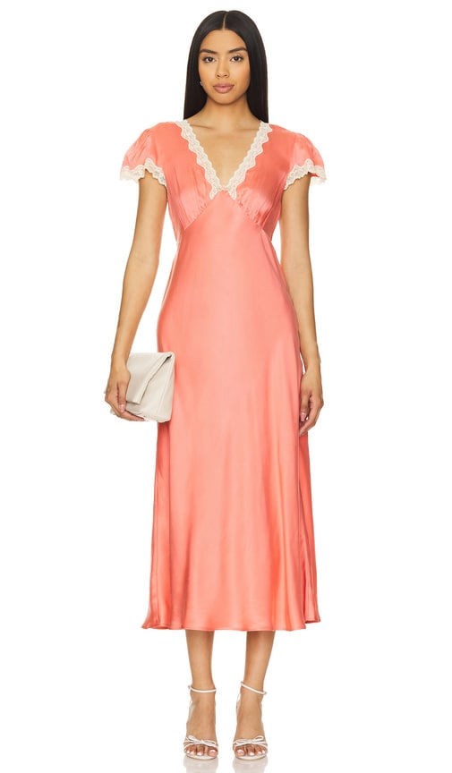 RIXO Clarice Dress in Coral