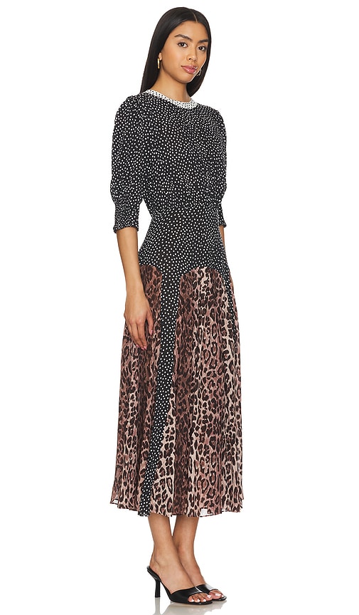 Shop Rixo London Meg Dress In Leopard Polka Dot