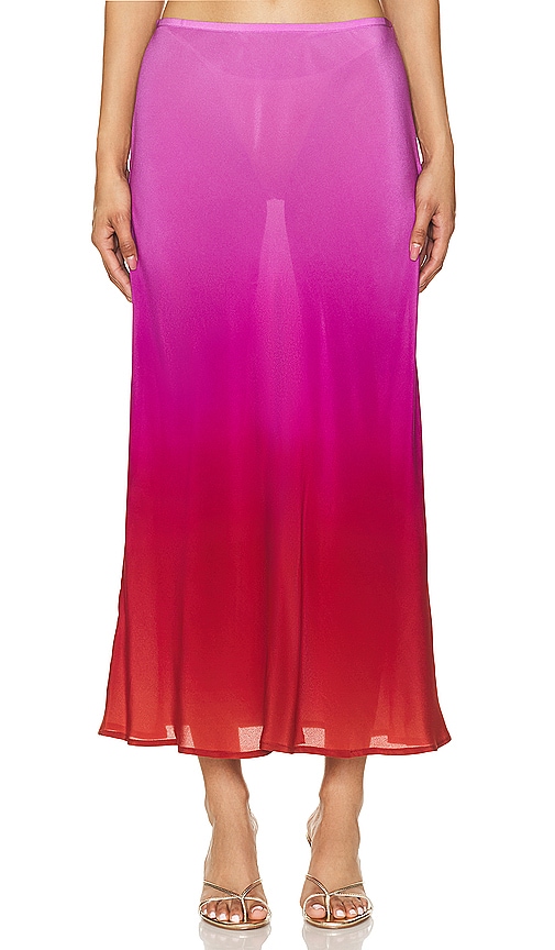 Shop Rixo London Kelly Skirt In Ombre Pink