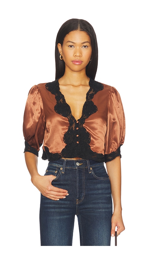 Rixo London Yasmin Top In Brown