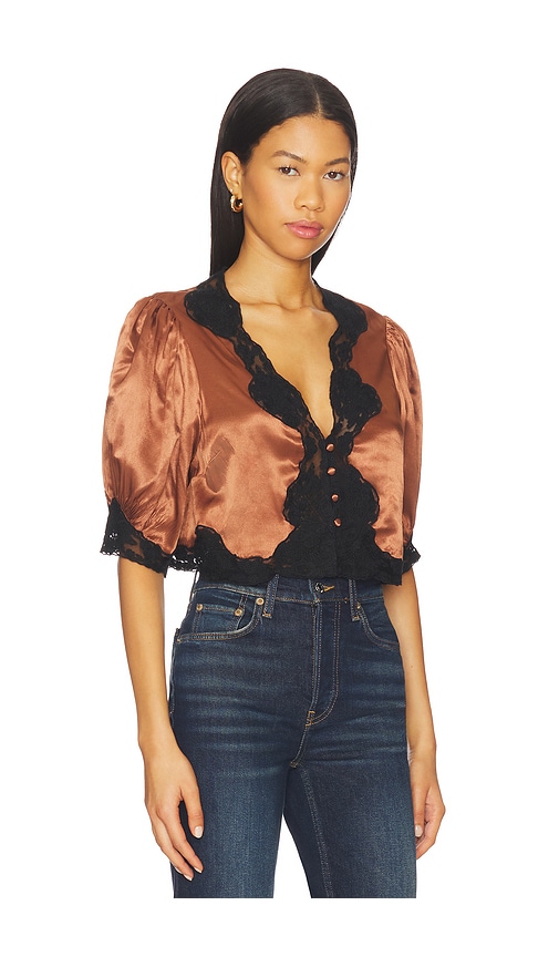 Rixo London Yasmin Top In Brown