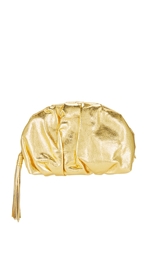 Shop Rebecca Minkoff Ruched Clutch In Metallic Gold