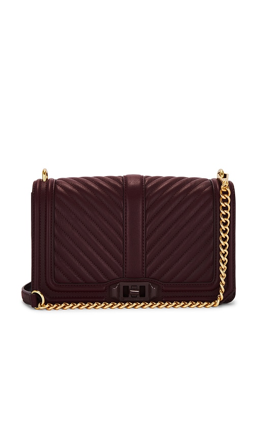 Shop Rebecca Minkoff Chevron Quilted Love Crossbody In Port