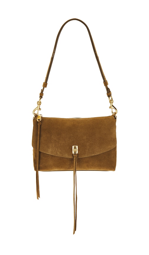 Shop Rebecca Minkoff Darren Top Zip Shoulder Bag In Honey