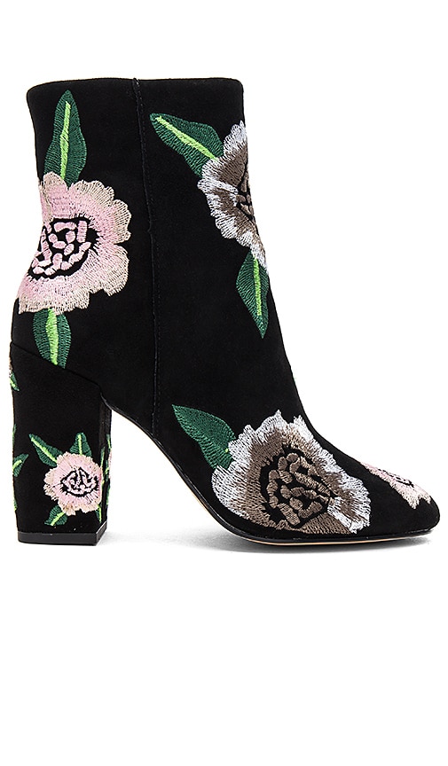 black embroidered booties