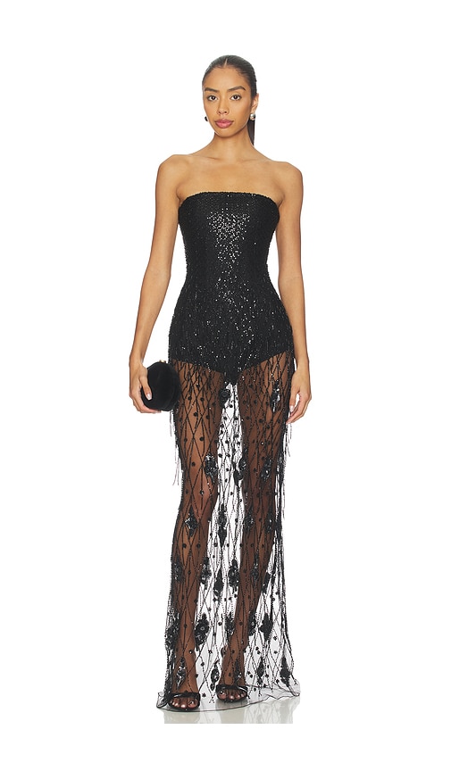 AFEW Rahul Mishra Sequined Corset Maxi Dress