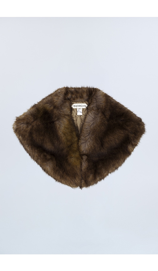 REVOLVE LOS ANGELES Elyonne Faux Fur Shawl in Brown.