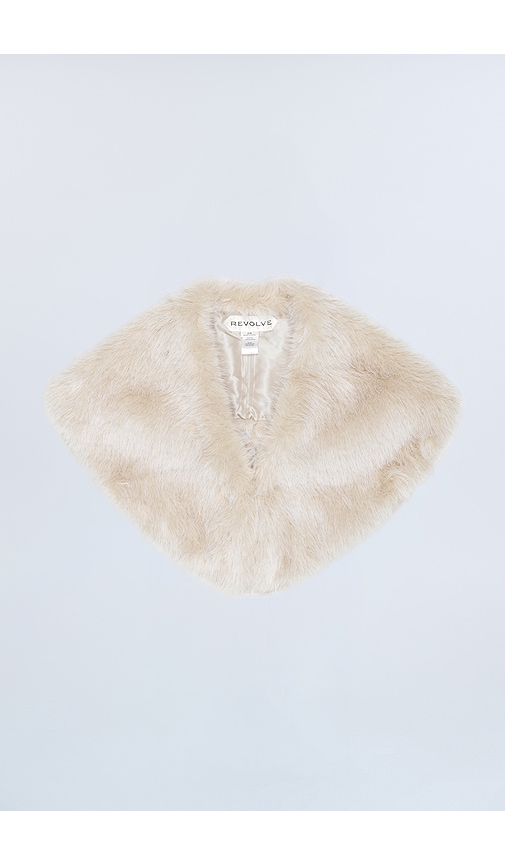 REVOLVE LOS ANGELES Elyonne Faux Fur Shawl in Beige.
