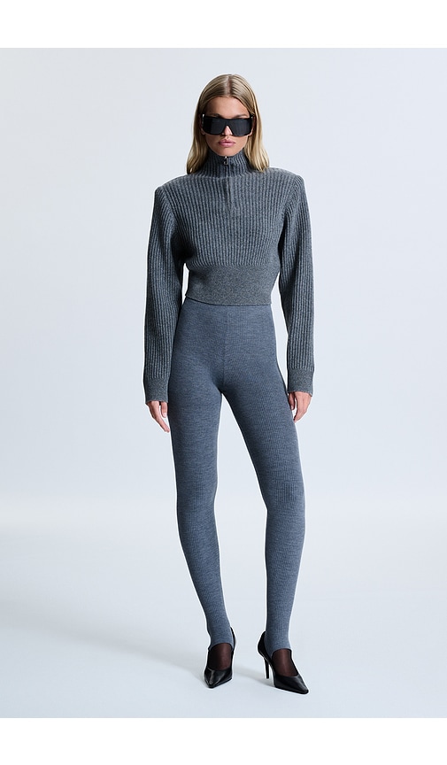 REVOLVE LOS ANGELES Polinna Rib Half Zip in Grey. - size S (also in XXS, XS, M, L, XL)