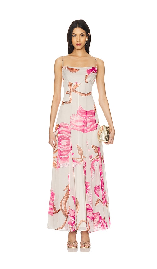 ROCOCO SAND Maxi Dress in White & Pink | REVOLVE