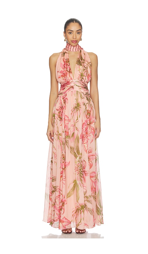 ROCOCO SAND Ruched Sash Maxi Dress