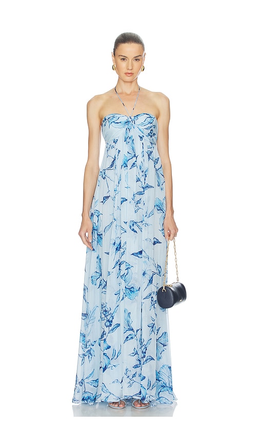 andria slate blue embroidered strapless maxi dress Whimsical Forest Wedding Dress main image 1