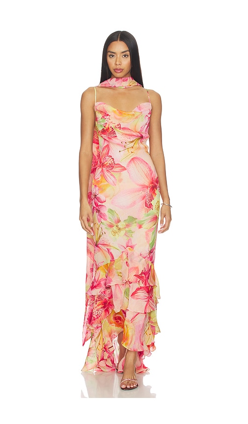 ROCOCO SAND Cowl Maxi Dress With Sash Pink