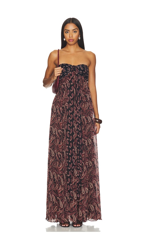 Ruched Drape Maxi Dress by Rococo Sand in Brown