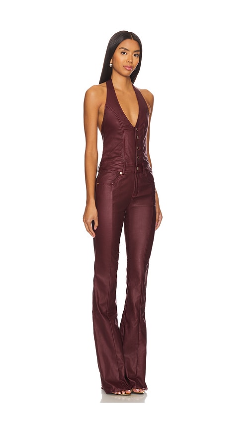 Shop Retroféte Cynthia Jumpsuit In Burgundy