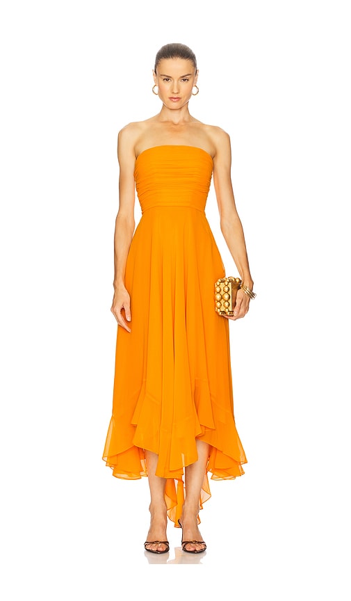 Louisa Chiffon Dress in Orange. - size XS (also in M, S, XL)